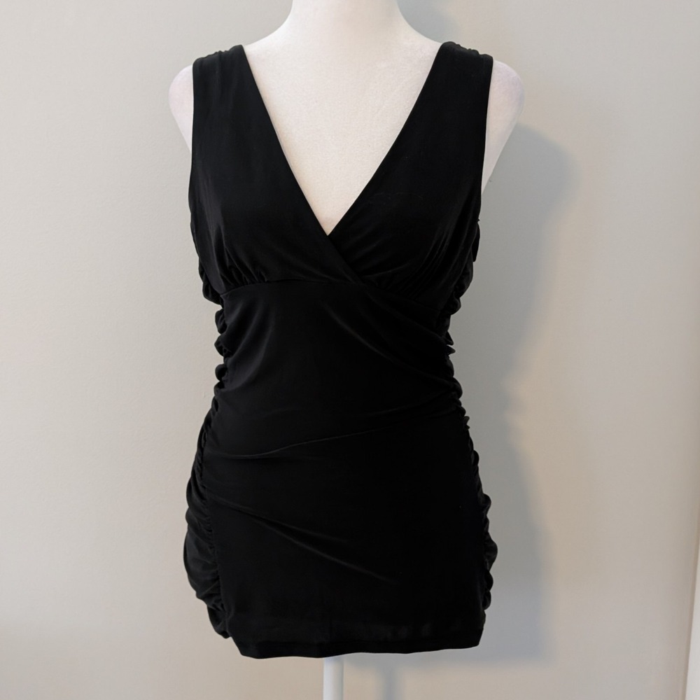 Vintage‎ Express Y2K Babydoll Top SMALL Whimsigoth Fitted Rouched Stretch Women